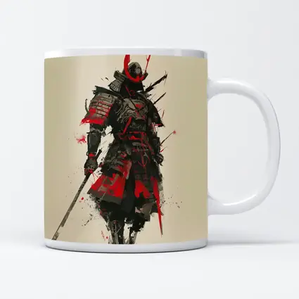 Dark Samurai Warrior Red Ink Art