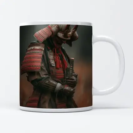 Red Armored Samurai Warrior In Misty Field