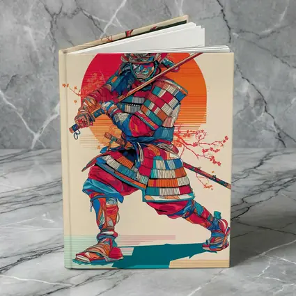 Samurai Warrior Red Sun Cherry Blossoms