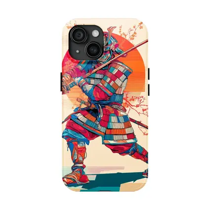Samurai Warrior Red Sun Cherry Blossoms