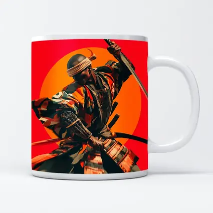 Samurai Warrior Red Sun Background Art