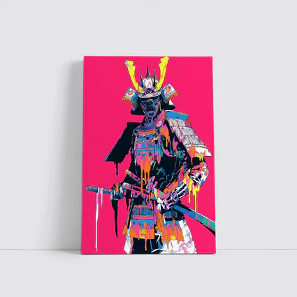Neon Samurai Warrior Pink Pop Art