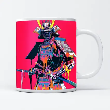 Neon Samurai Warrior Pink Pop Art