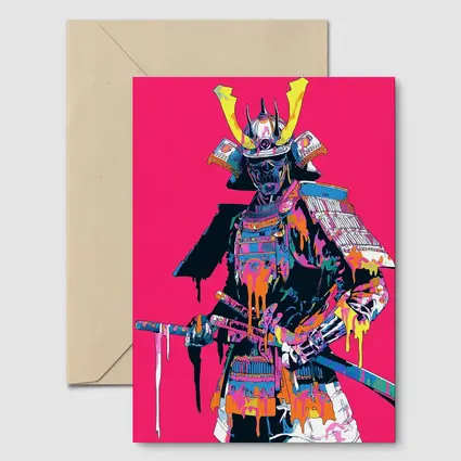 Neon Samurai Warrior Pink Pop Art