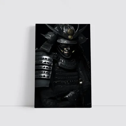 Black Samurai Warrior Full Armor Dark Background