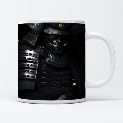 Black Samurai Warrior Full Armor Dark Background