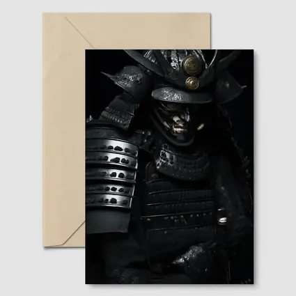 Black Samurai Warrior Full Armor Dark Background