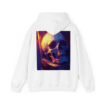 Skull Oil Painting Purple Blue Moody Light