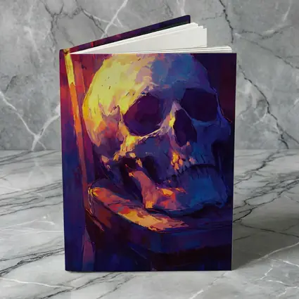 Skull Oil Painting Purple Blue Moody Light