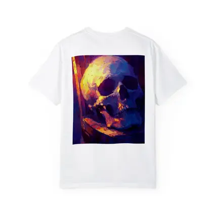Skull Oil Painting Purple Blue Moody Light