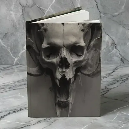 Ram Skull With Horns Gray Background