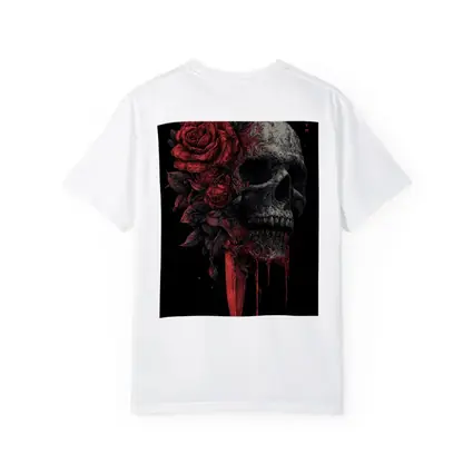 Dark Skull Red Roses Dagger Black Background