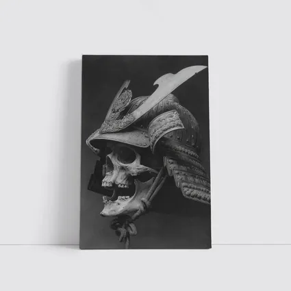 Samurai Skull Helmet Dark Gray Background