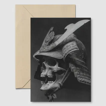 Samurai Skull Helmet Dark Gray Background