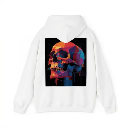 Geometric Skull Colorful Glitch Art Black Background
