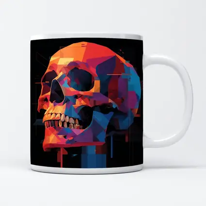 Geometric Skull Colorful Glitch Art Black Background