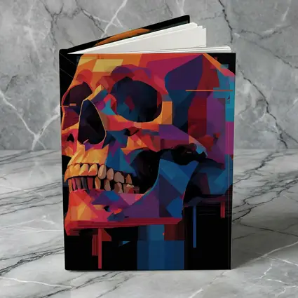 Geometric Skull Colorful Glitch Art Black Background