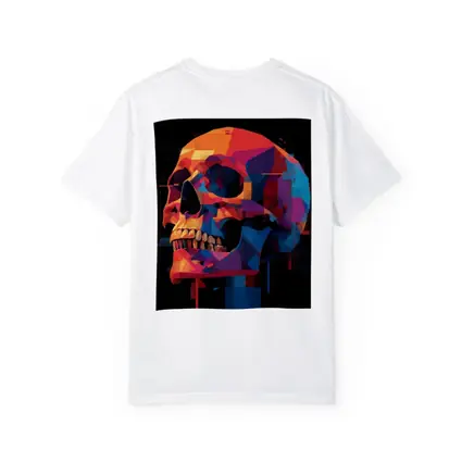 Geometric Skull Colorful Glitch Art Black Background