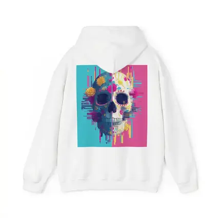 Glitch Sugar Skull Floral Split Design