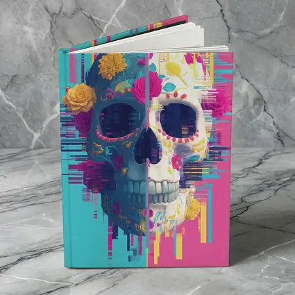 Glitch Sugar Skull Floral Split Design