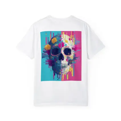 Glitch Sugar Skull Floral Split Design