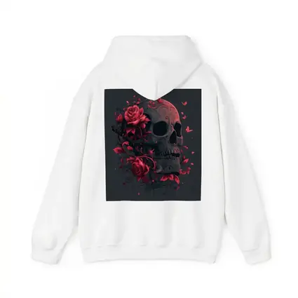 Dark Skull With Red Roses Gothic Art