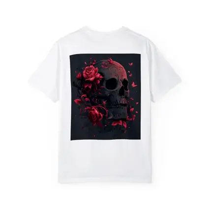 Dark Skull With Red Roses Gothic Art