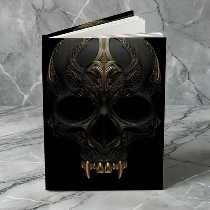 Dark Gothic Skull Gold Ornate Black Background