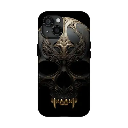 Dark Gothic Skull Gold Ornate Black Background