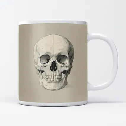 Human Skull Detailed Sketch Beige Background