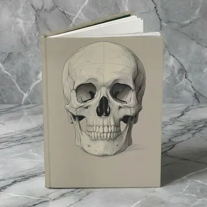 Human Skull Detailed Sketch Beige Background