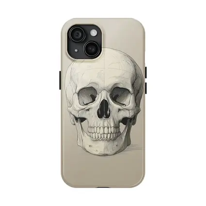 Human Skull Detailed Sketch Beige Background