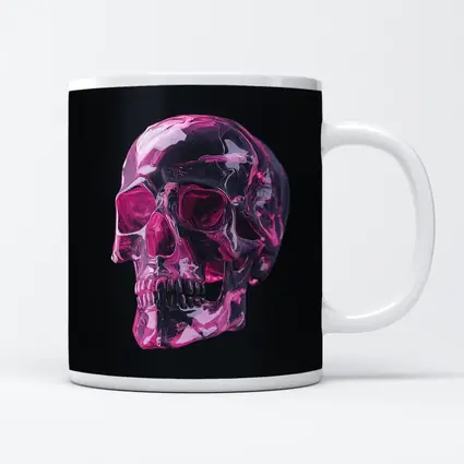 Pink Crystal Skull On Black Background