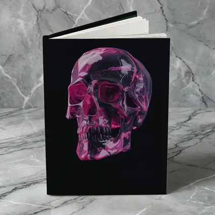 Pink Crystal Skull On Black Background