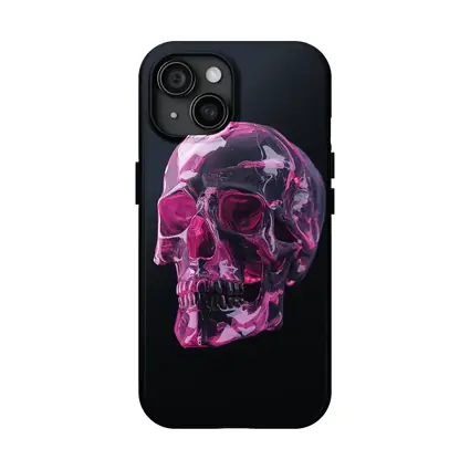 Pink Crystal Skull On Black Background