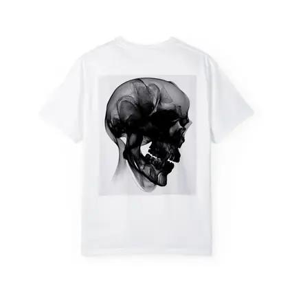 Black Mesh Wire Skull White Background Art
