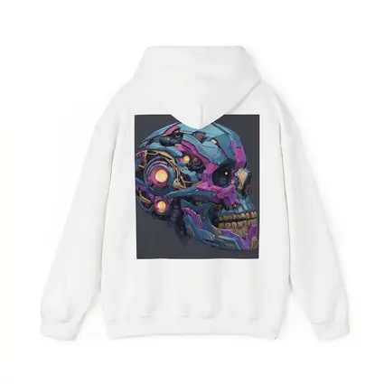 Cyberpunk Mechanical Skull Blue Purple Design