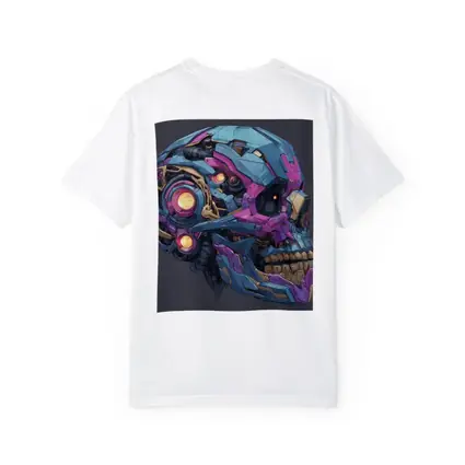 Cyberpunk Mechanical Skull Blue Purple Design