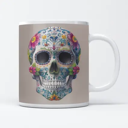 Sugar Skull Floral Day Of Dead Art