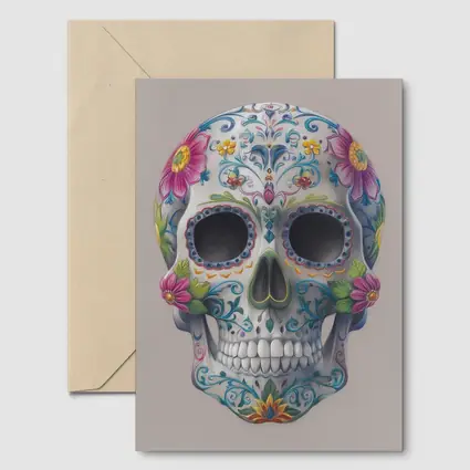 Sugar Skull Floral Day Of Dead Art