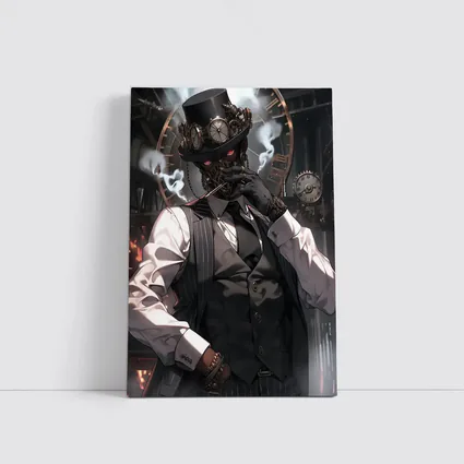 Steampunk Anime Gentleman With Clocks Background