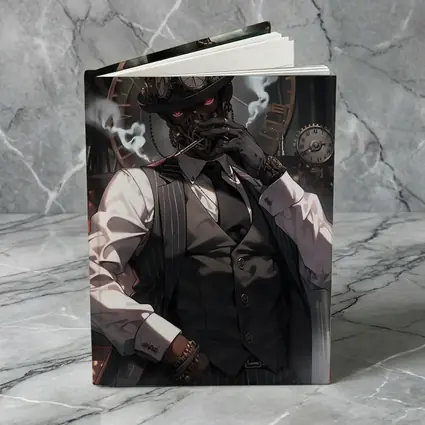 Steampunk Anime Gentleman With Clocks Background