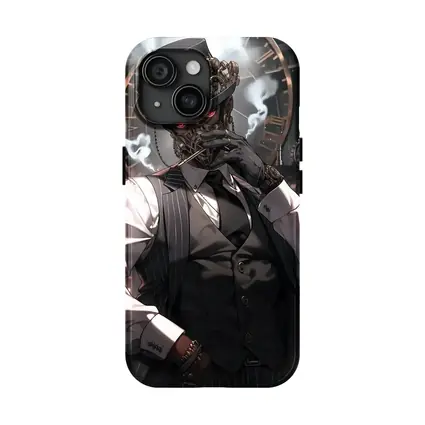 Steampunk Anime Gentleman With Clocks Background