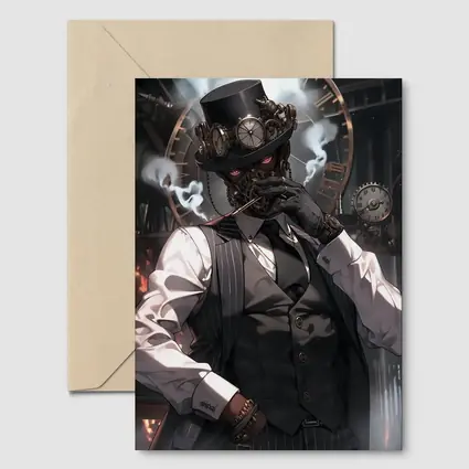 Steampunk Anime Gentleman With Clocks Background