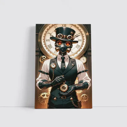 Steampunk Robot Dog Top Hat Clocks