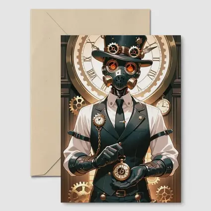 Steampunk Robot Dog Top Hat Clocks