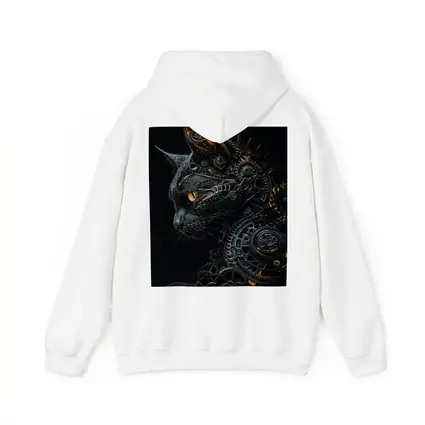 Steampunk Black Cat Gears Dark Background
