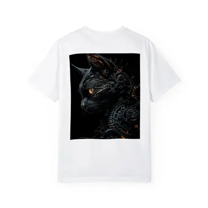 Steampunk Black Cat Gears Dark Background