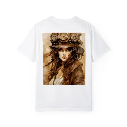 Steampunk Woman Portrait Watercolor Sepia Art