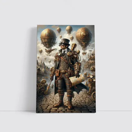 Steampunk Explorer Airships Fantasy City Art